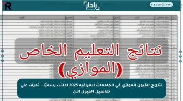 نتائج القبول الموازي في الجامعات العراقية 2025 أعلنت رسميًا.. تعرف على تفاصيل القبول الآن
